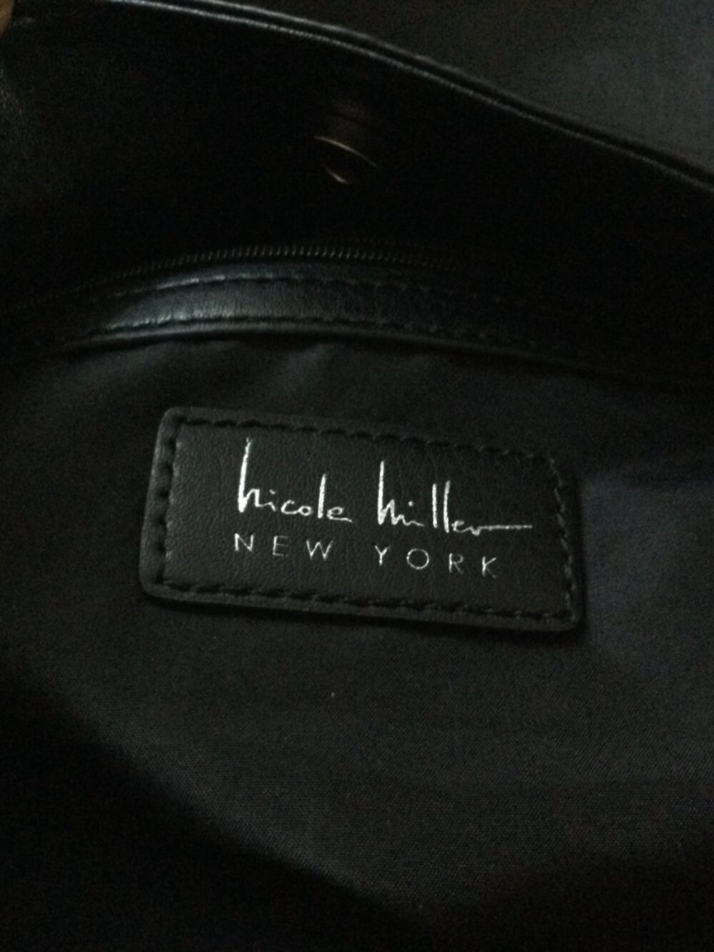 Nicole Miller New York Black Faux Soft Leather Shoulder Bag with Silver hardware - Picture 8 of 9
